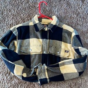 Women’s Dickies Tan and Black Checkered flannel Shirt